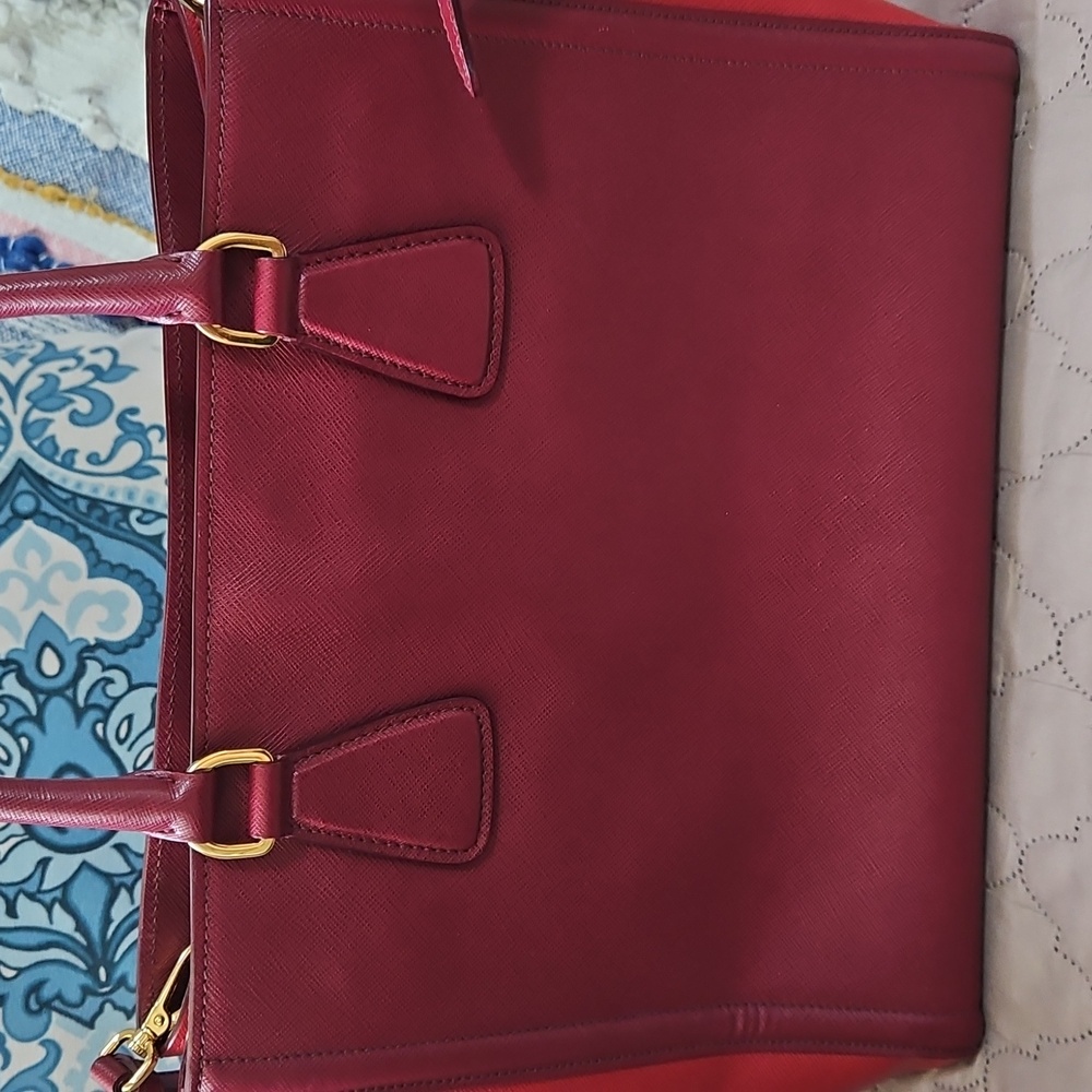 Prada Burgundy Leather Tote Bag - Picture 10 of 13